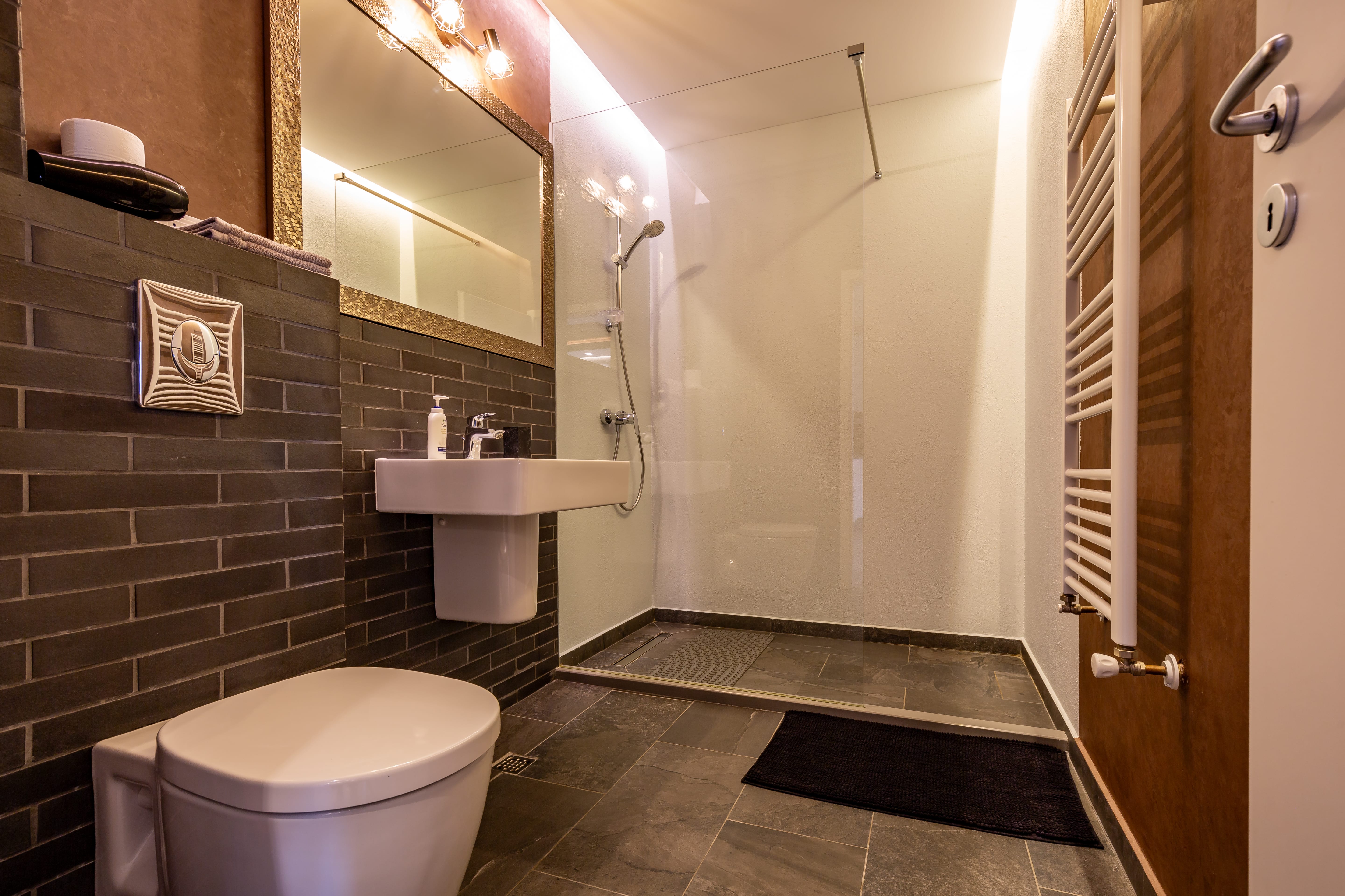 Luxurious bathroom with modern amenities